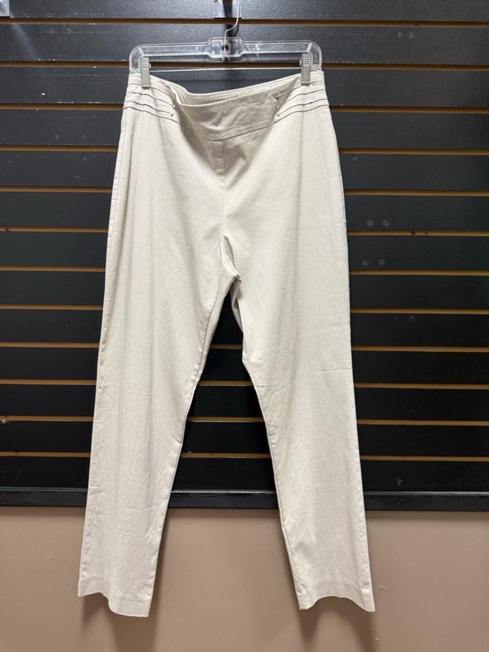 JM Collection Pull On Pants Beige Tummy Control Straight Leg Large